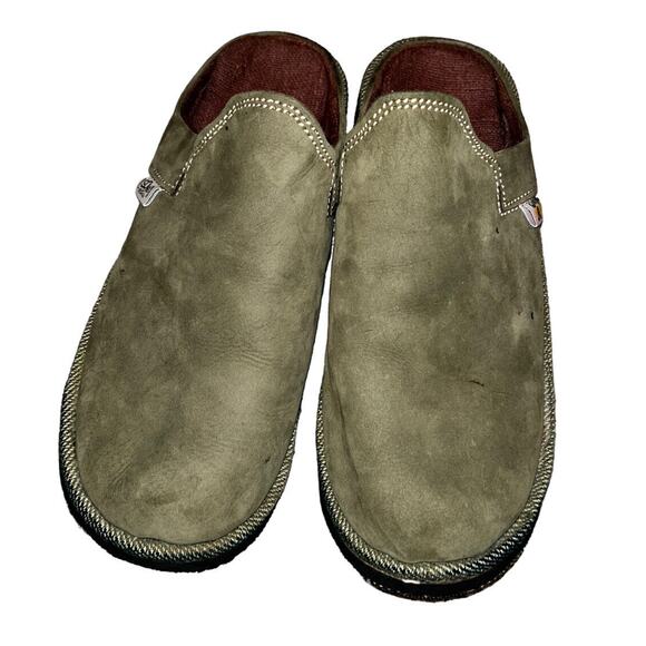 Handmade Shoes - Sole Rebel - Walk Naked Handmade Green Slip On‎ Mules Shoe Women's 9 25.5 Cm